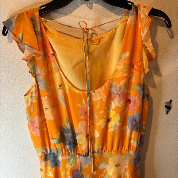 Y2K Amanda Uprichard Orange Floral Asymmetrical Dress - Picture 5 of 10